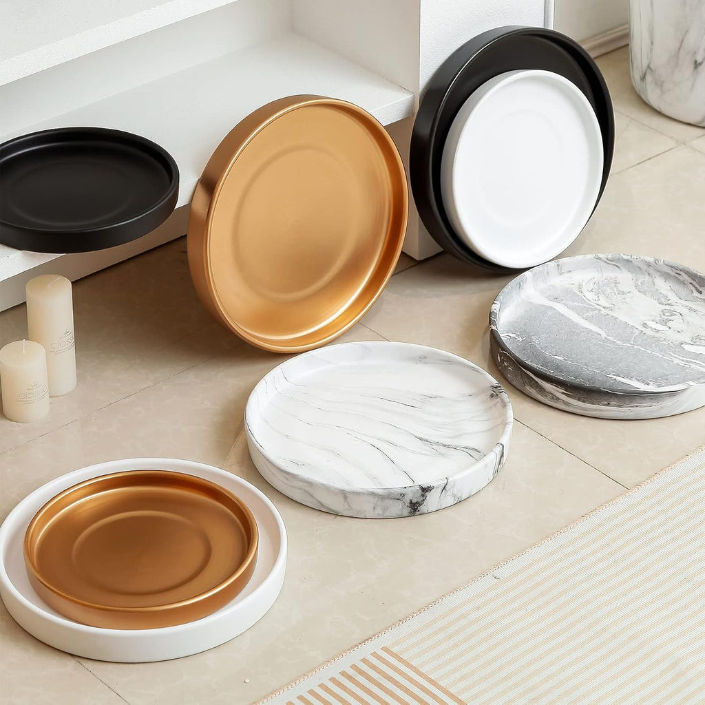 12 Inch Large Ceramic Saucer - Drainage Tray for Plant Pot (Matte White) | 12" Ceramic Plant Saucer for 10" & 11" Pots