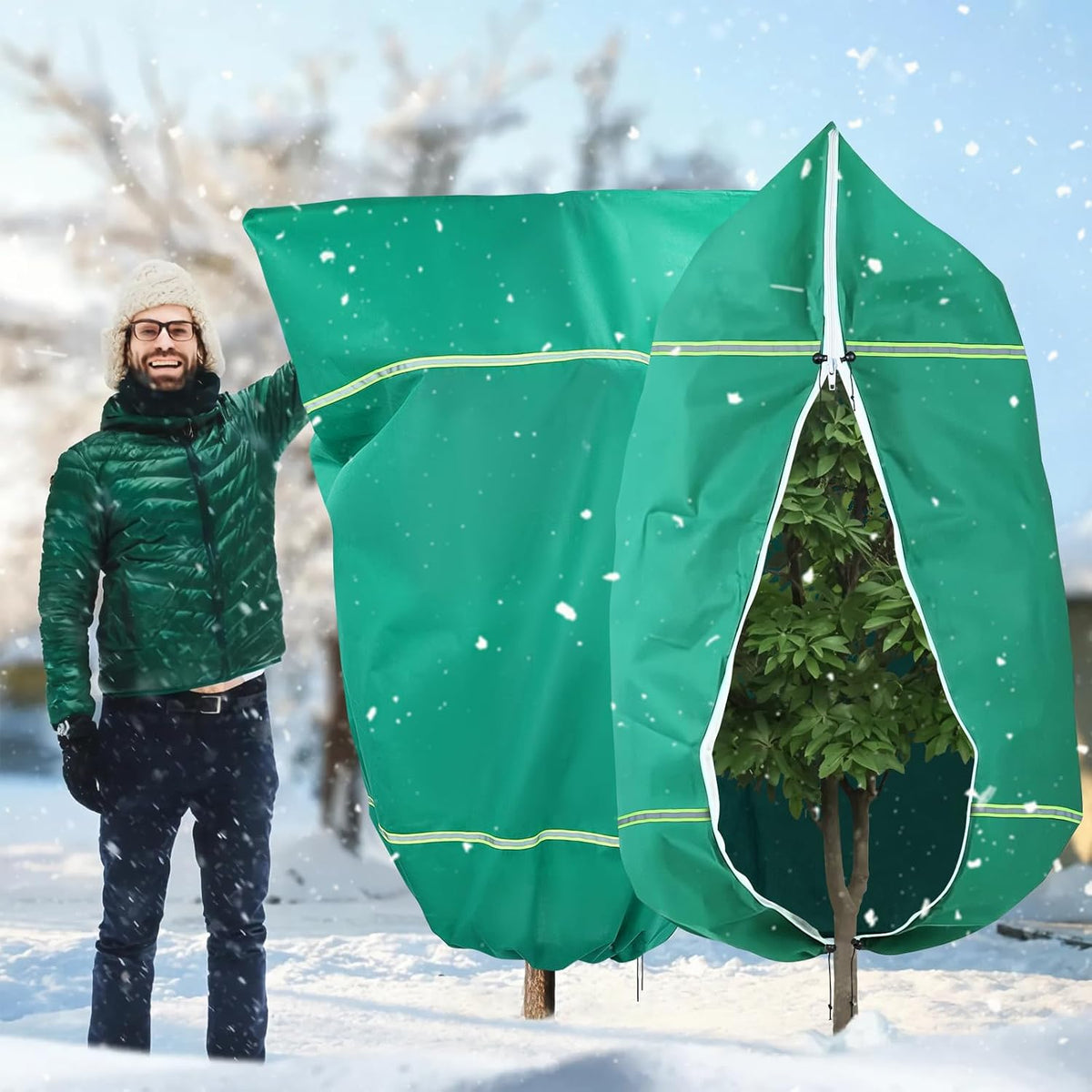 4 Pack Winter Plant Covers Freeze Protection Plant Frost Covers 47" x 71" | 2.5oz/yd² Frost Cloth Blankets for Outdoor