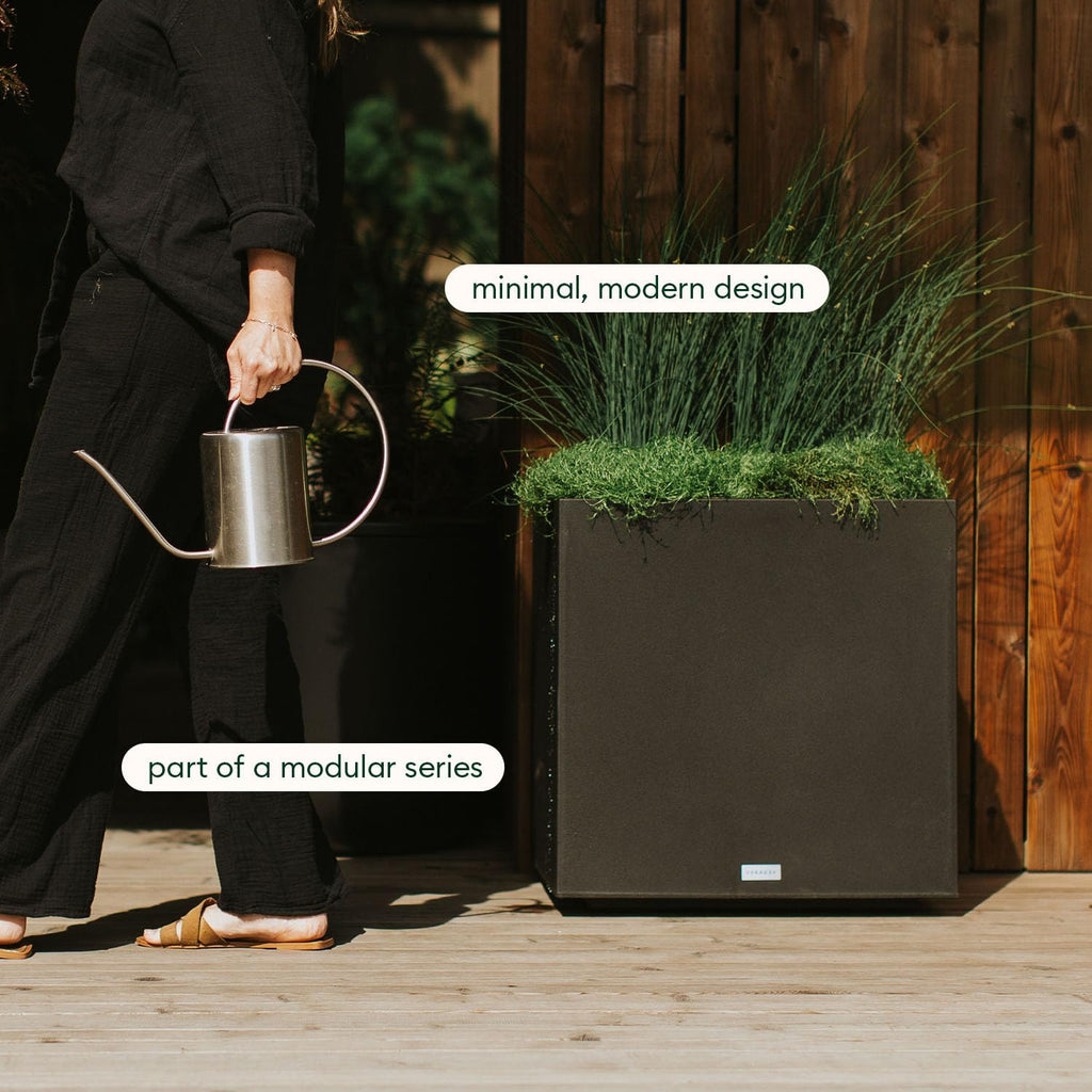 Veradek Block Series Cube Planter - Square Outdoor Planter | Made From Durable Plastic With Double-Walled Construction.