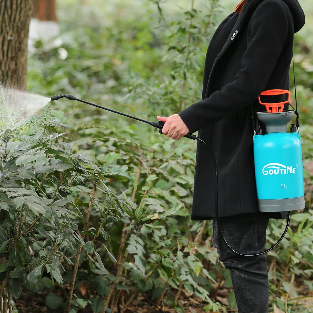 1.35-Gallon Pump Pressure Sprayer, 5L Garden Water Sprayer | Pressure Relief Valve & Adjustable Nozzle, Multi-Use for