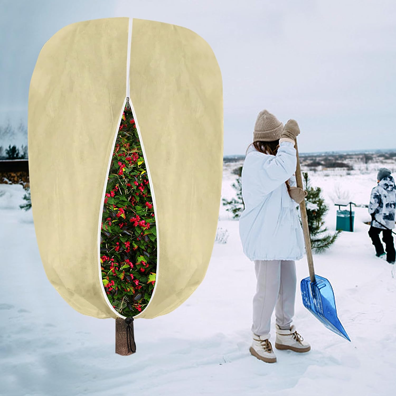 2 Pack 94" x 79" Large Plant Covers Freeze Protection- Reusable Winter Plant Frost Protection Cover Bags with Zipper