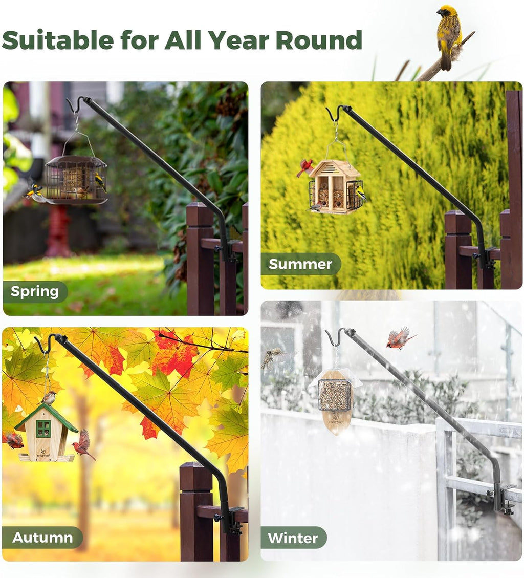 Kingsyard 2 Pack Heavy Duty Deck Hook, 27"-39" Adjustable Metal Deck Railing Hooks for Hanging Bird Feeders, Planters