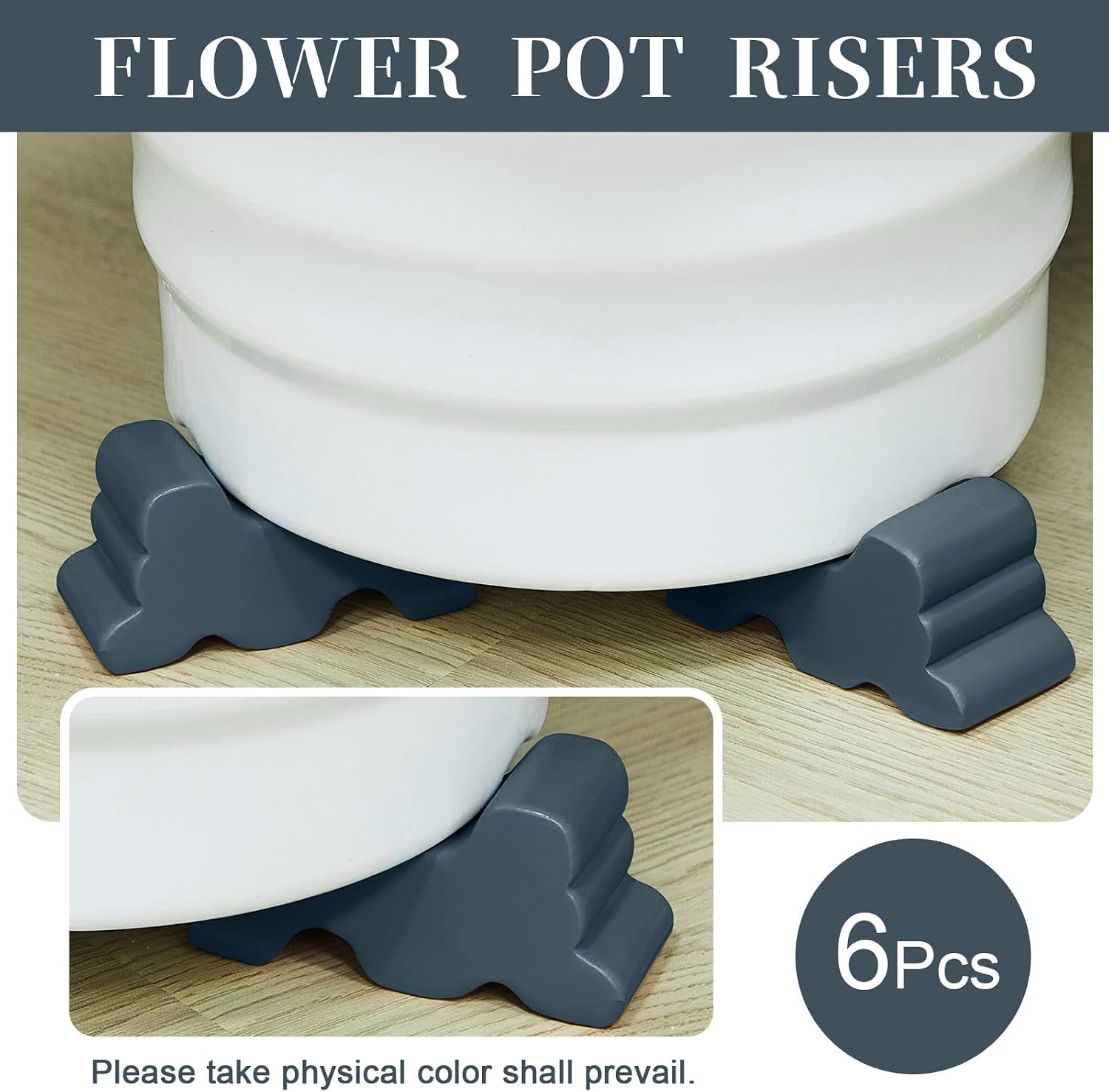 Kigeli 6 Pcs Resin Garden Pot Feet for Outdoor Planters 3 Inch Long 1.5 Inch Tall Flower Handmade Elevator Plant Feet