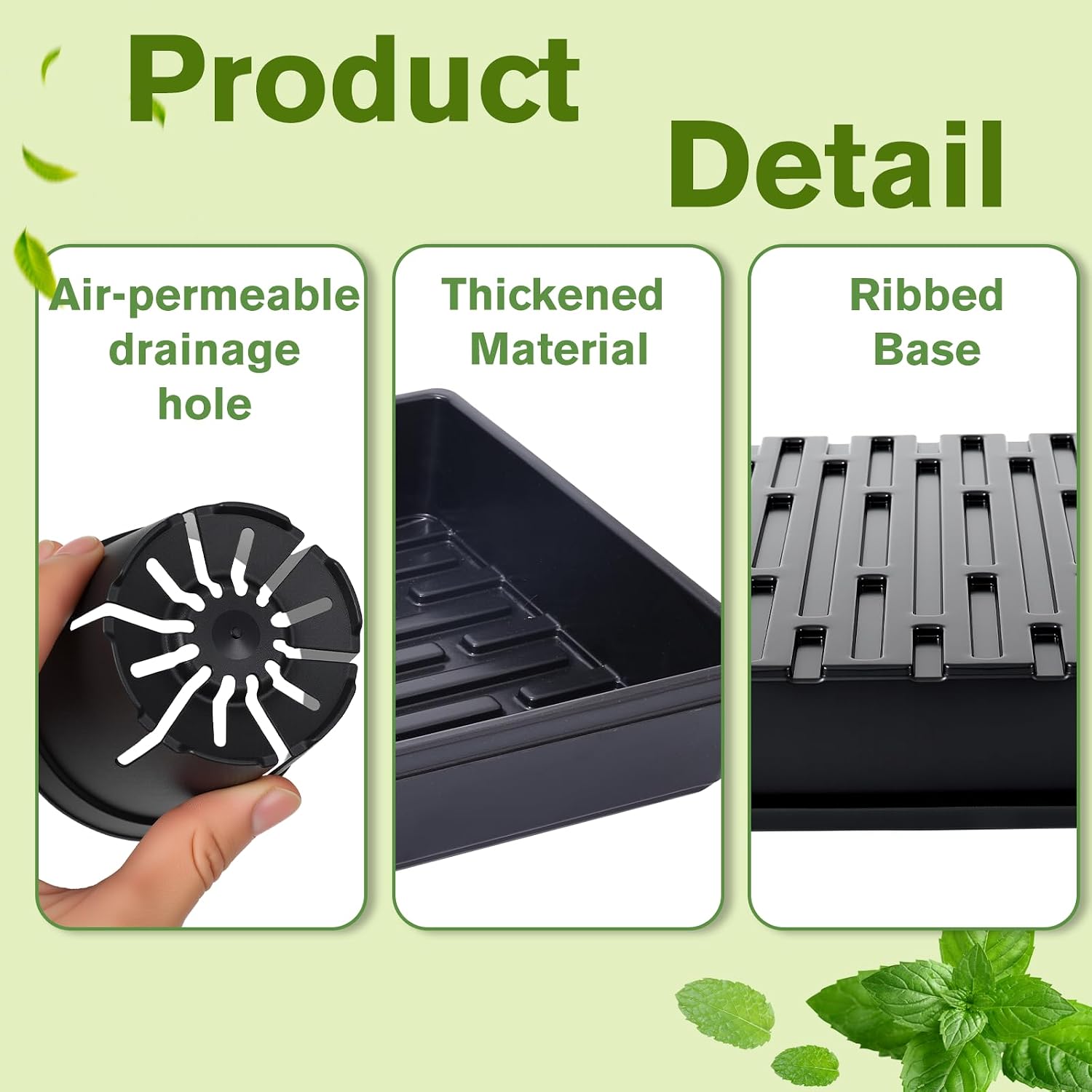 Seed Starter Tray Kit 60-Pack 3.4 Inch Round Nursery Pots | 5 Seedling Trays, 100 Plant Labels & 2 Transplanting Tools