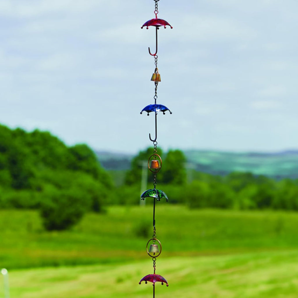 BestNest Set of 2 Ancient Graffiti Umbrella and Bell Multicolored Rain