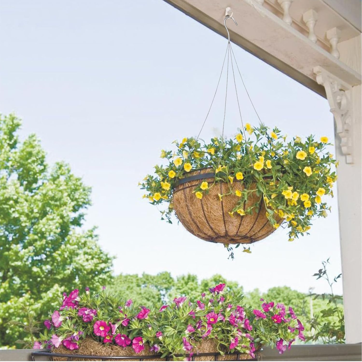 24 Inch Orchid Wire Plant Hangers for Hanging Baskets, 4-Wire | 24 Pack Wire Hangers for Plants, Replacement Hanging