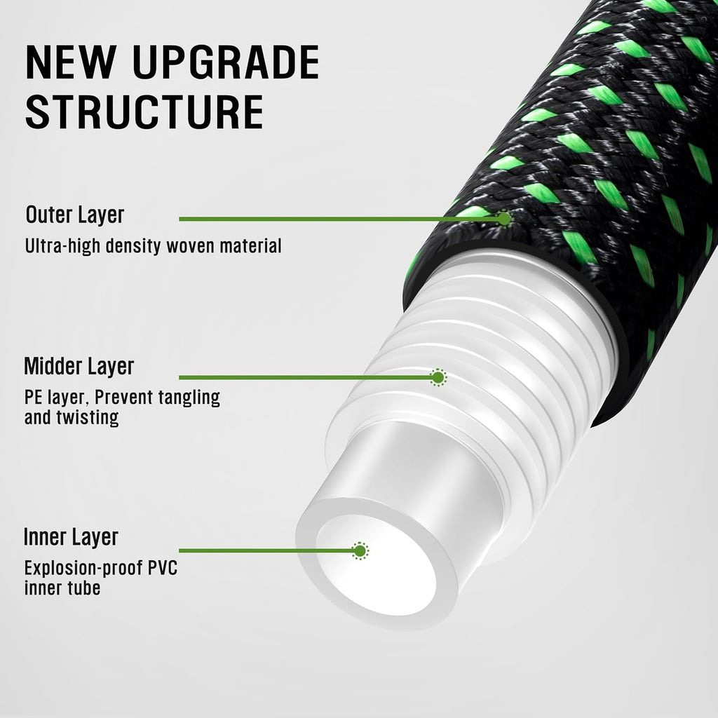 HBlife 50ft Garden Hose, Non Expandable Garden Hose with 10 Function Sprayer Nozzle, Flexible Lightweight Water Hose