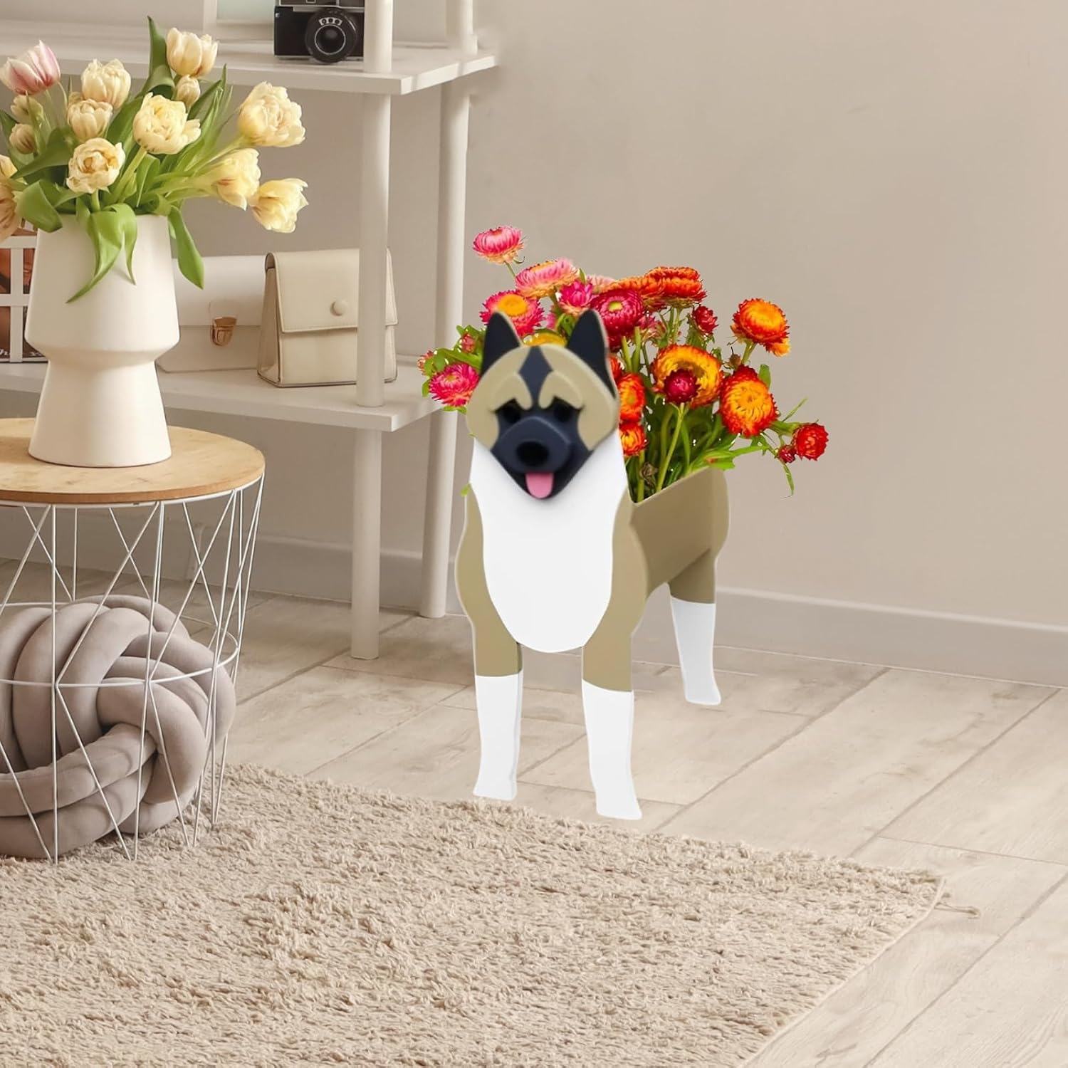 American Akita Dog Planter Pots, Animal Shaped Flower Pot | Cute Plant Gift for Women and Pet Lovers, Indoor Outdoor