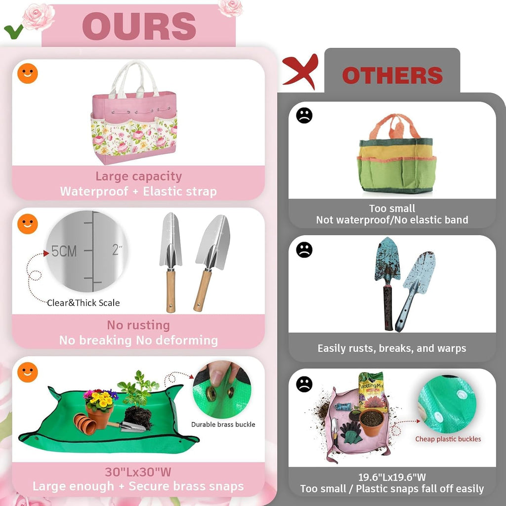 22PCS Garden Tools Set for Women,Birthday Gifts for Mom Wife Grandma,Heavy Duty Hand Tool Kit Gardening Supplies