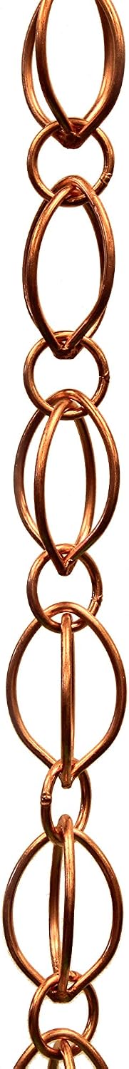 Oval Loop Copper Rain Chain and Installation Kit (10 Foot)