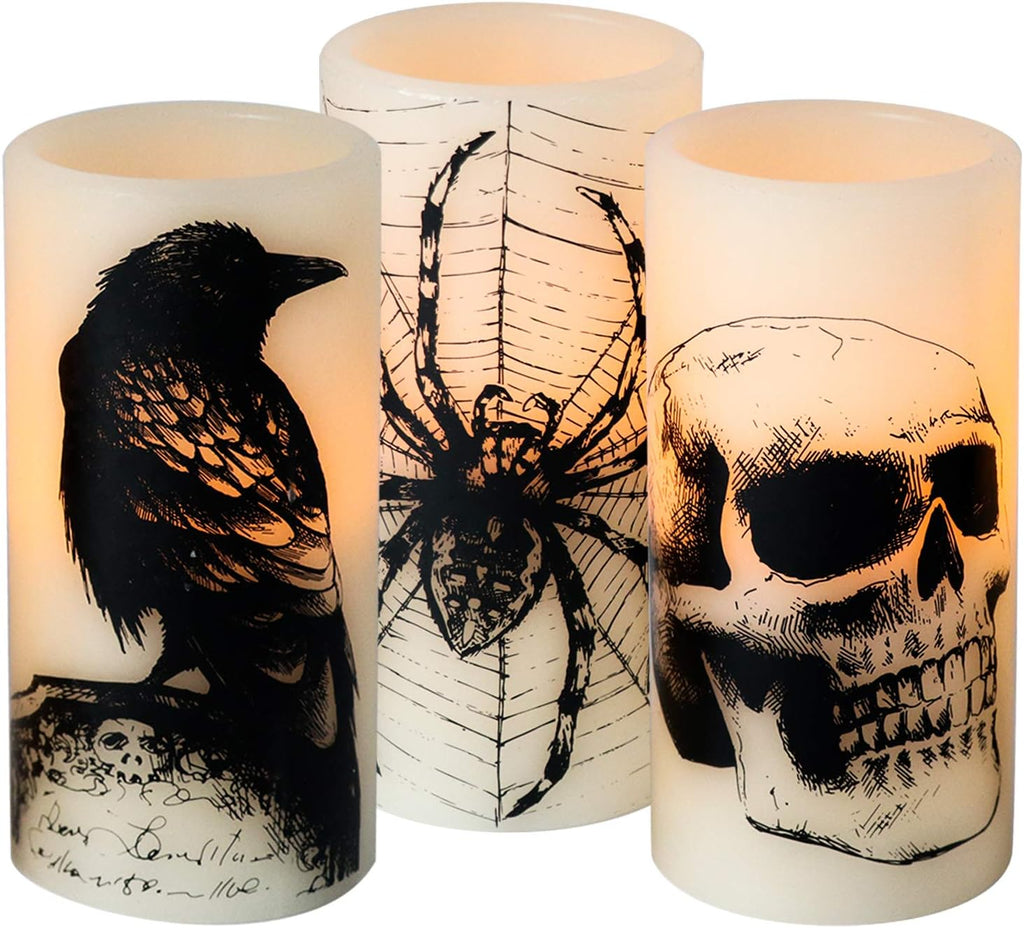 Halloween Skull Flameless Candles Battery Operated with 6H Timer
