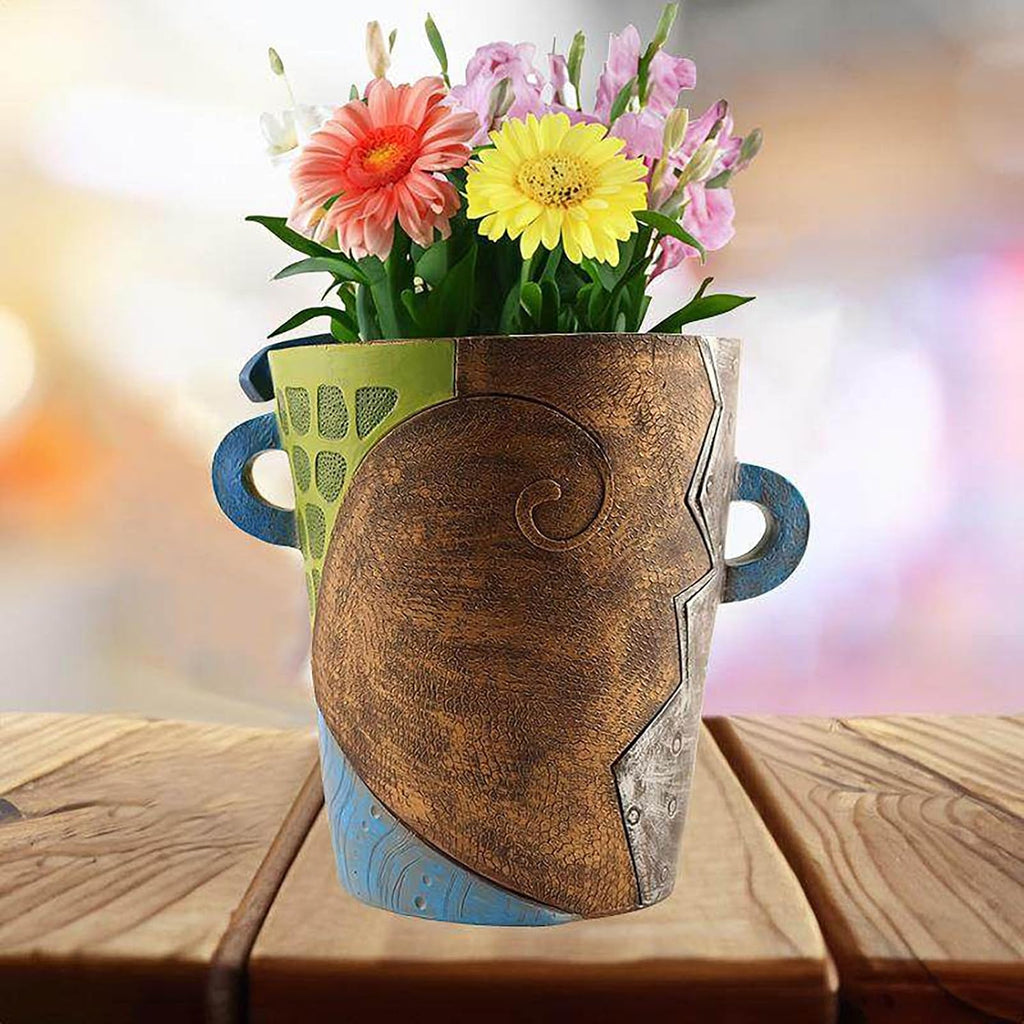 Colorful Abstract Resin Face Flower Pots, Picasso Brutalist Style Head Face Planters, Artistic Unique Pots for Plants