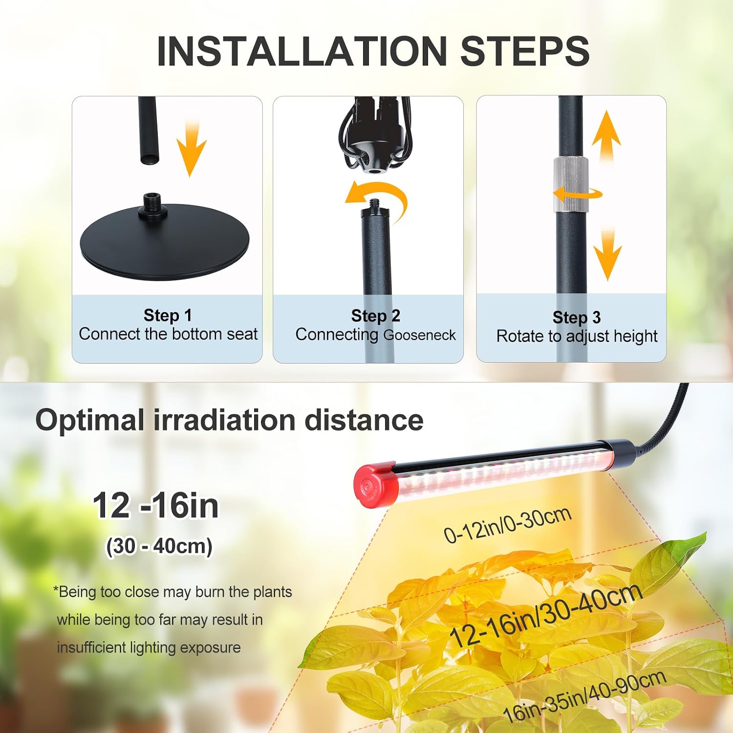 FECiDA 2026 4Head Table Top Grow Lights for Seed Starting, Indoor Plants, Bonsai, 36 Watt Power Draw, NO Need Adapter