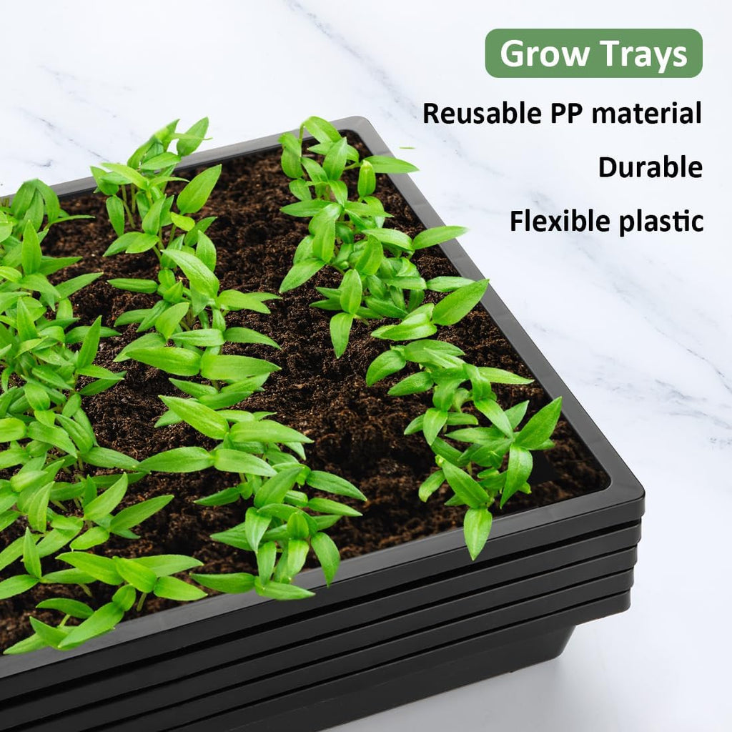 RooTrimmer 1020 Nursery Pot Trays 20 Pack, Plastic Flat Seed Starter Tray, Reusable Seedling Starting Tray for Holding