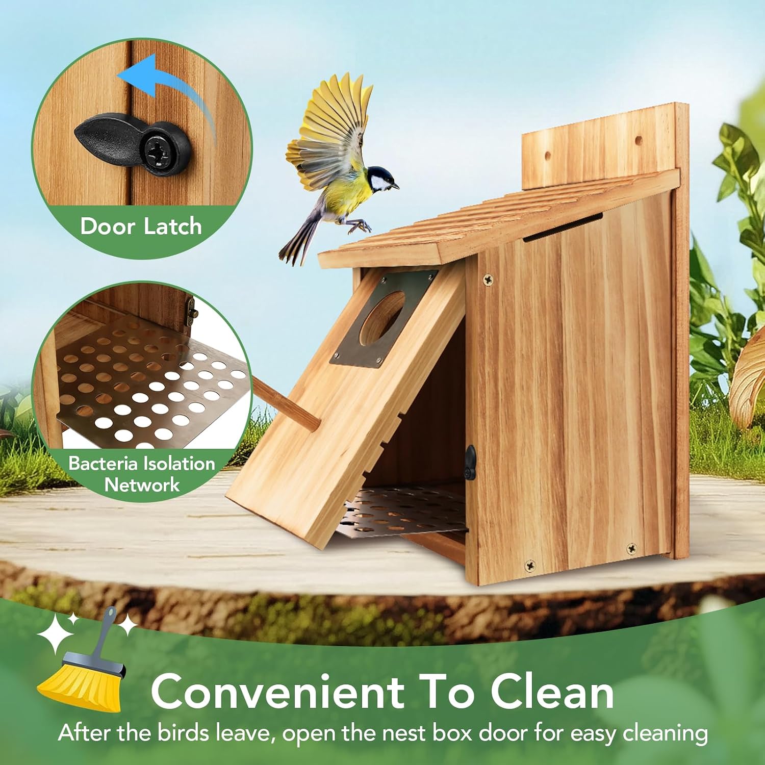2 Pack Bird Houses for Outside, 1-1/2" Entrance Cedar Birdhouse | Outdoor Bird House with Metal Predator Guard