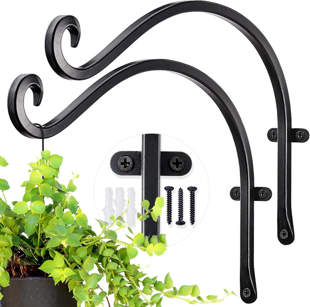 AJART Heavy-Duty Plant Hanger Outdoor: 12" / 2 Pieces Hanging Plant Bracket | Can Hold 50 Lbs Plant Basket or Large