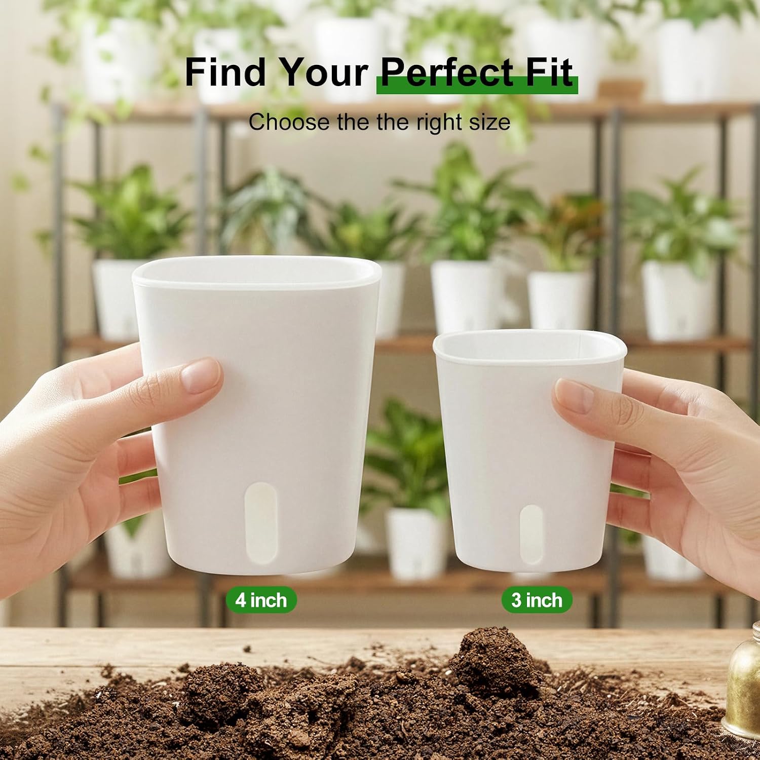 4" Self Watering Pots for Indoor Plants, 8 Pack Clear Plant Pots with Drainage, Plastic Nursery pots for Cuttings