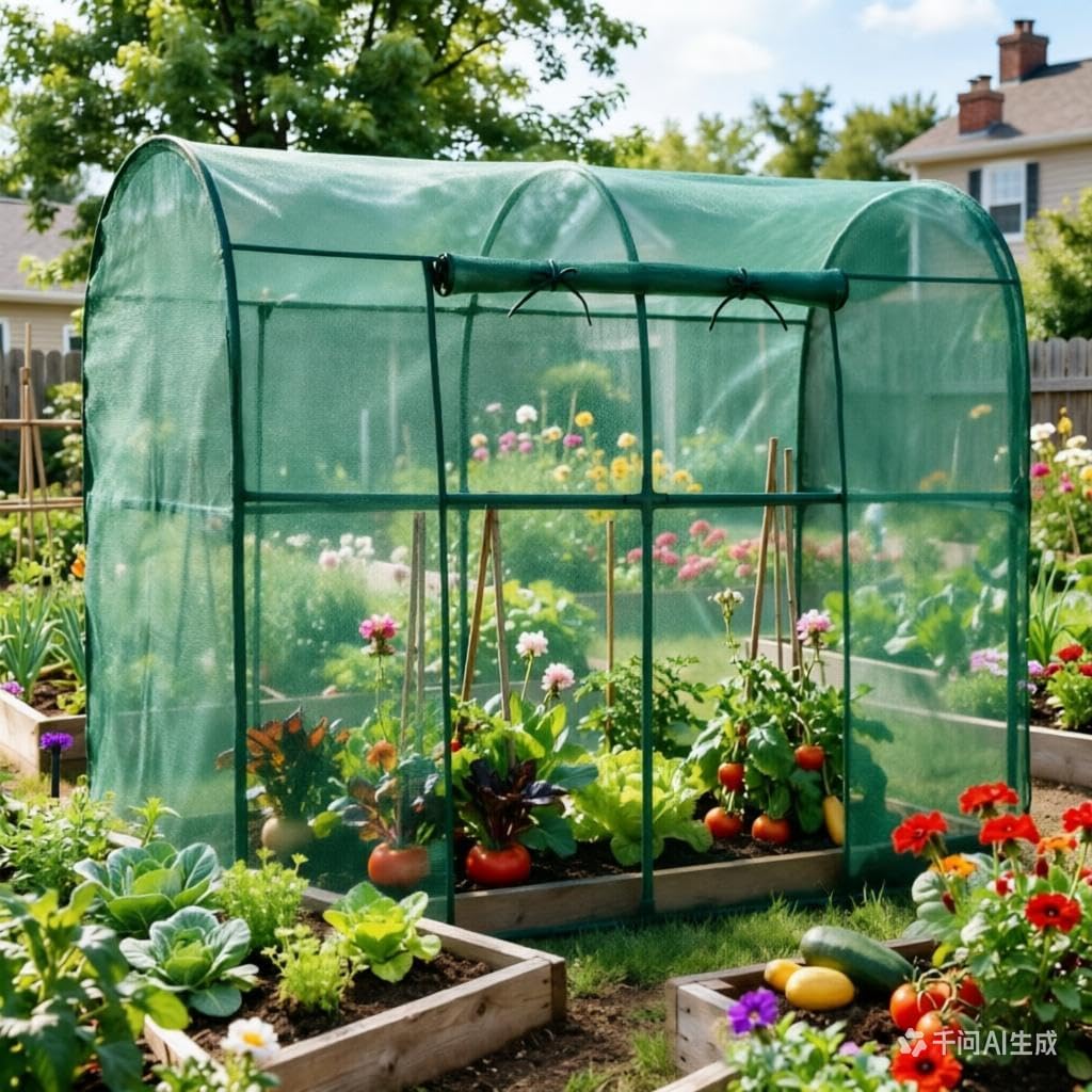 Crop Cages for Garden Plant, Plant Protection Tent with Zippered Door, Raised Bed Cover, Garden Bed Cover with Frame
