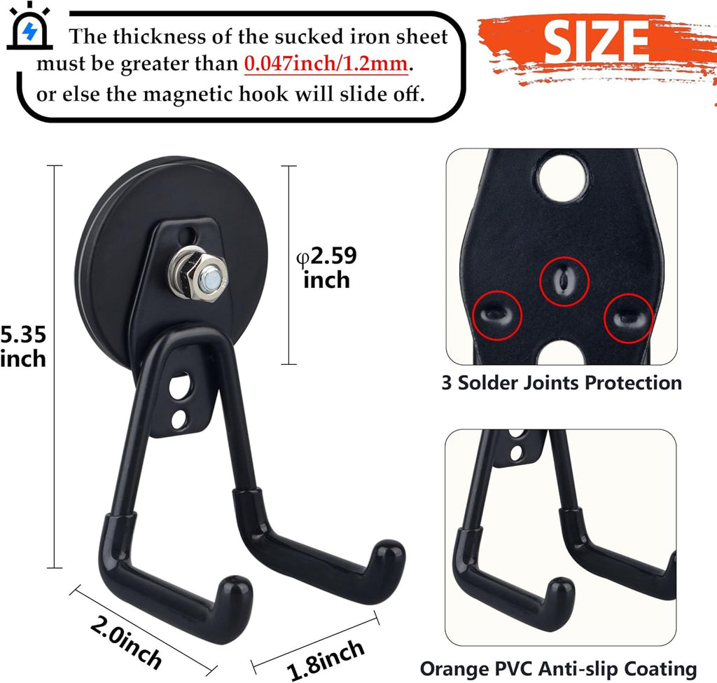 ULIBERMAGNET Heavy Duty Magnetic Garage Hooks,10 Pack Strong Large Magnet Hook for Power Drill,Garden
