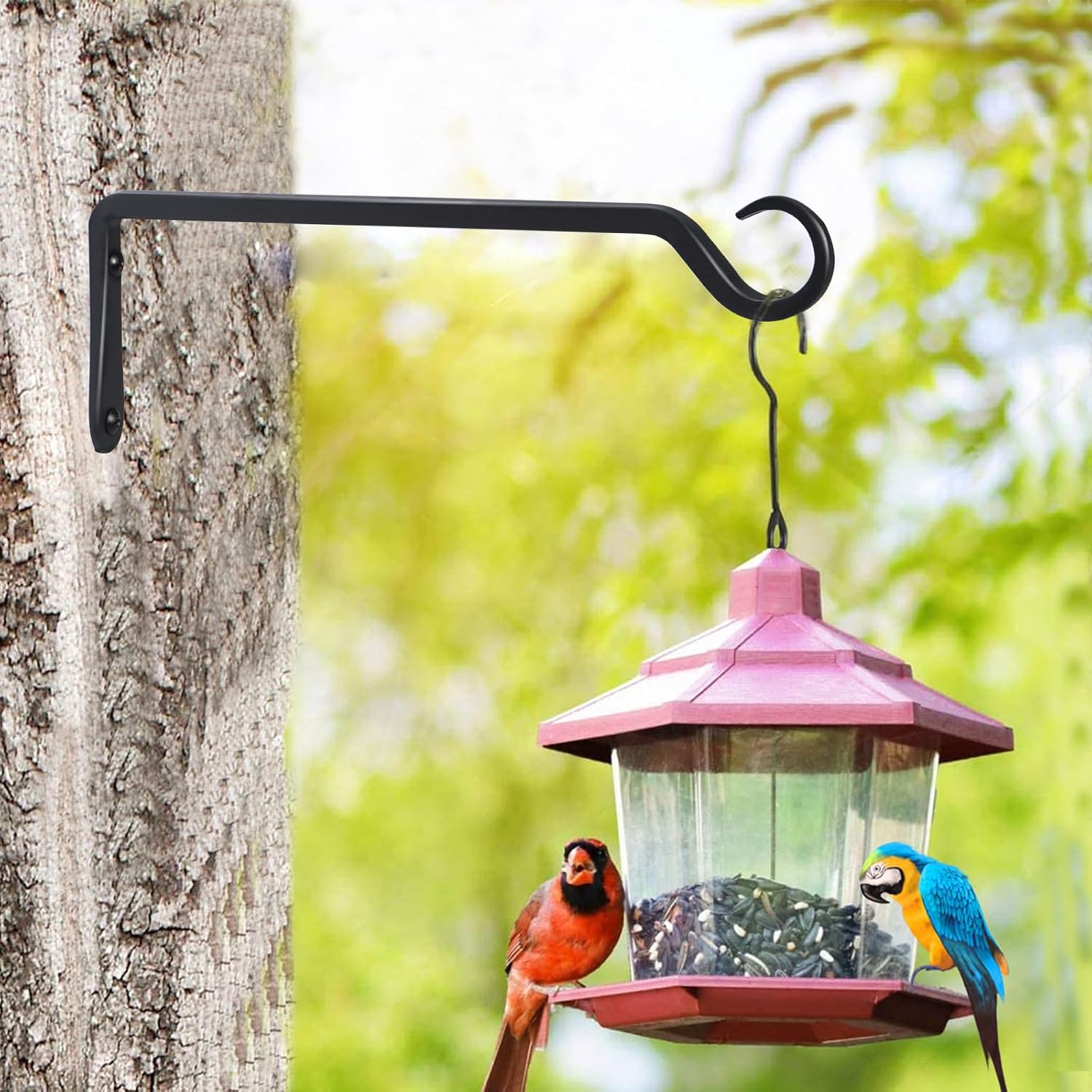 AILIN YELOKIE 12inch 4 Pack Plant Hanger, Sturdy Hanging Plant Hangers Outdoor, Bird Feeder Hanger for Bird Feeders