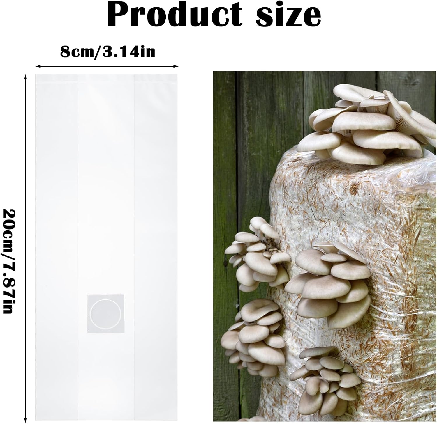 Lemecima 50-Pack Autoclavable Mushroom Growing Bag Bulk with Microporous Filter Patchs - Large 8"x5"x20" Extra 6 Mil