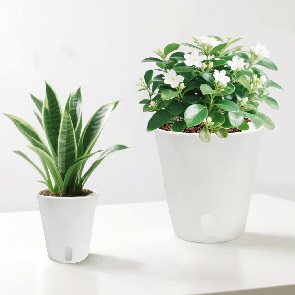 TCBWFY 5 Inch Self Watering Pots for Indoor Plants,5 Sets Self Watering Planter Pots with Visual Water Level Window and
