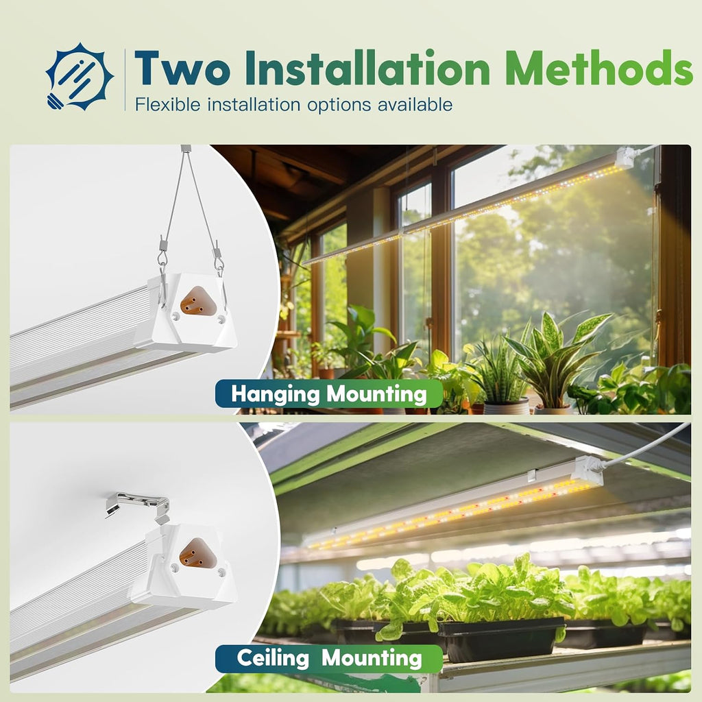 FREELICHT 2Pack 4FT Grow Light for Indoor Plants, 40W=250W, Full Spectrum | Linkable LED Grow Light, Sunlight Plant