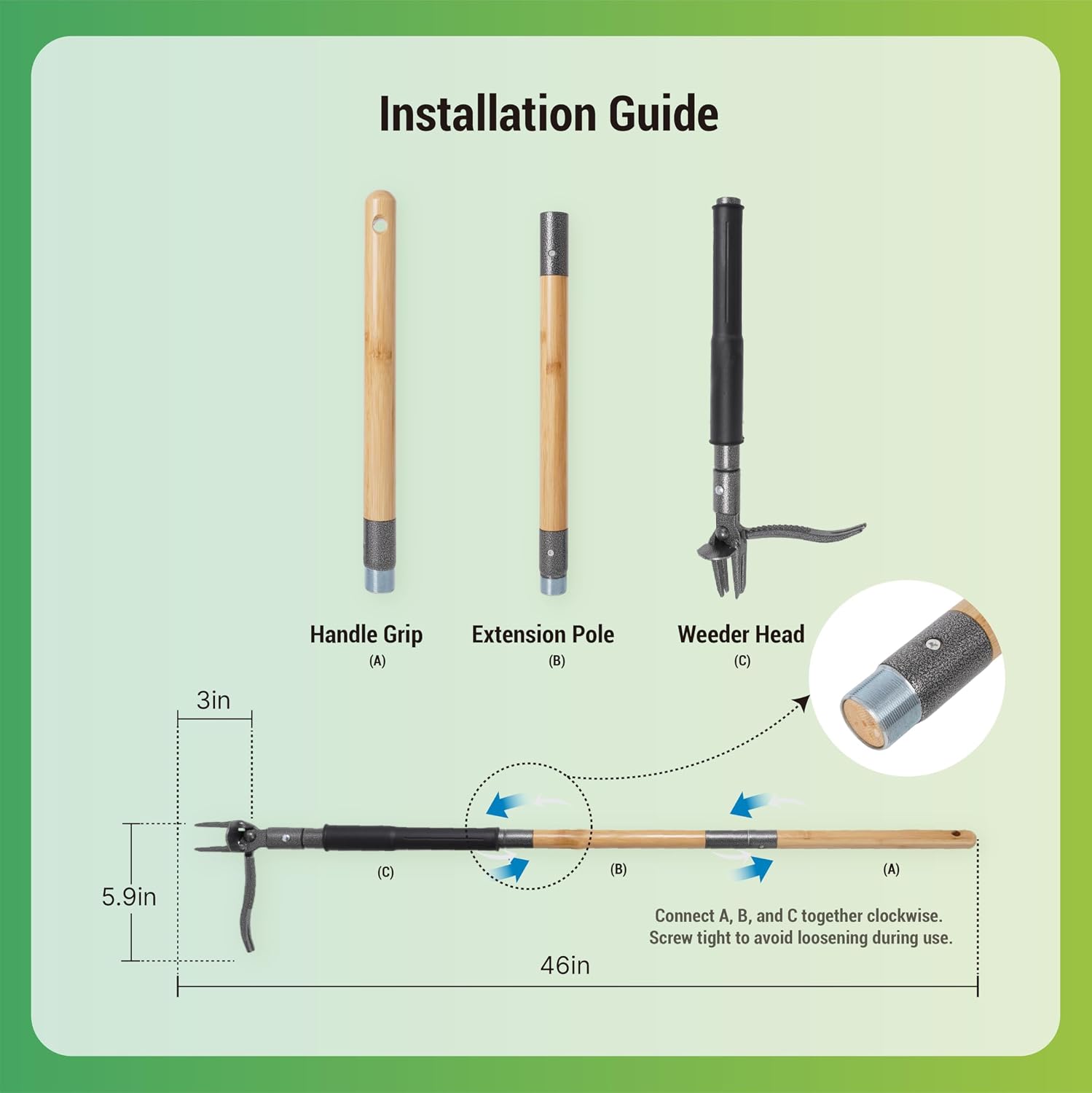 Stand Up Weed Puller with Kick-Out Weed Ejector, No-Bending Long Handle Manual Weed Remover for Lawn & Garden, Foot