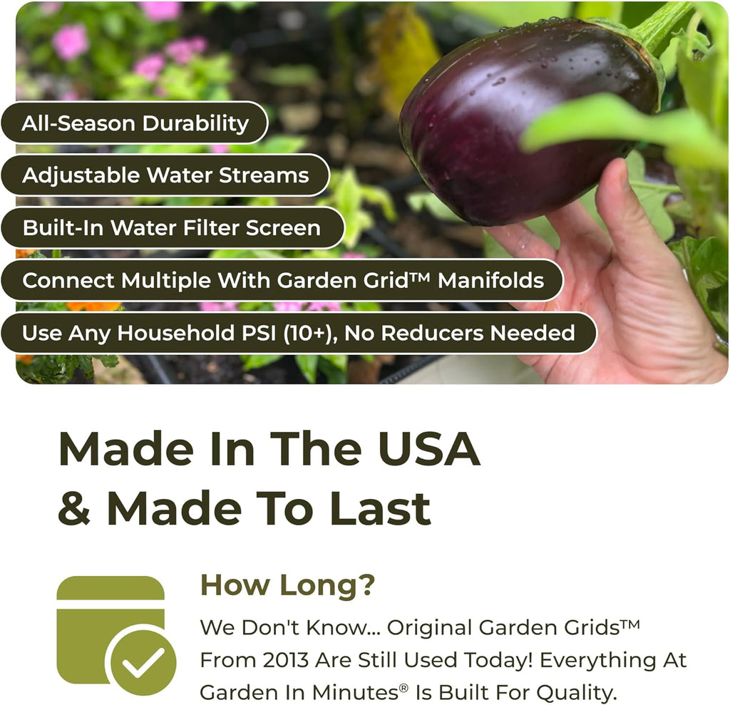 Garden Grid 4x6 | Irrigation System for Raised Garden Bed | Prebuilt, Easy | 2-Min Setup Raised Bed Watering System;