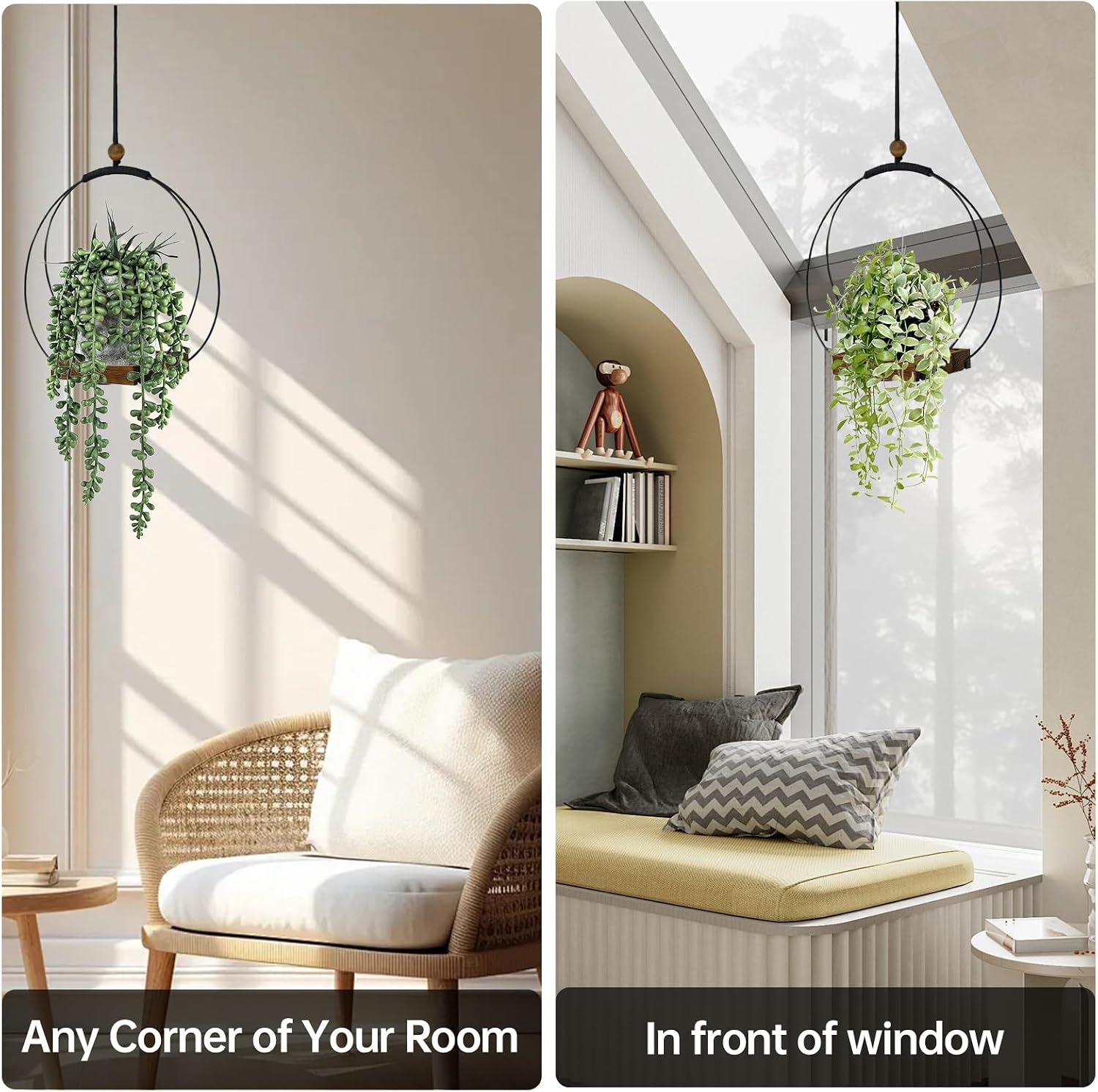 Adnkwolivt Hanging Planters for Indoor Plants - Plant Hanger Outdoor Pack of 2, Metal Plant Hanger Mid Century, Hanging