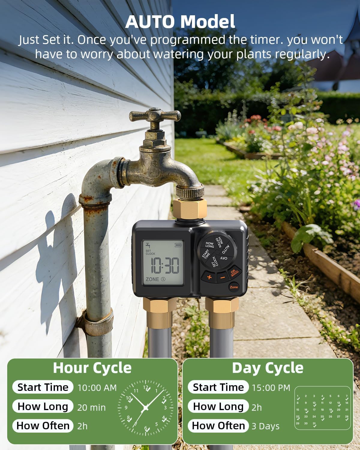 Sprinkler Timer 2 Zone,Water Timer for Garden Hose with Lithium Battery Hose Timers with Brass Inlet