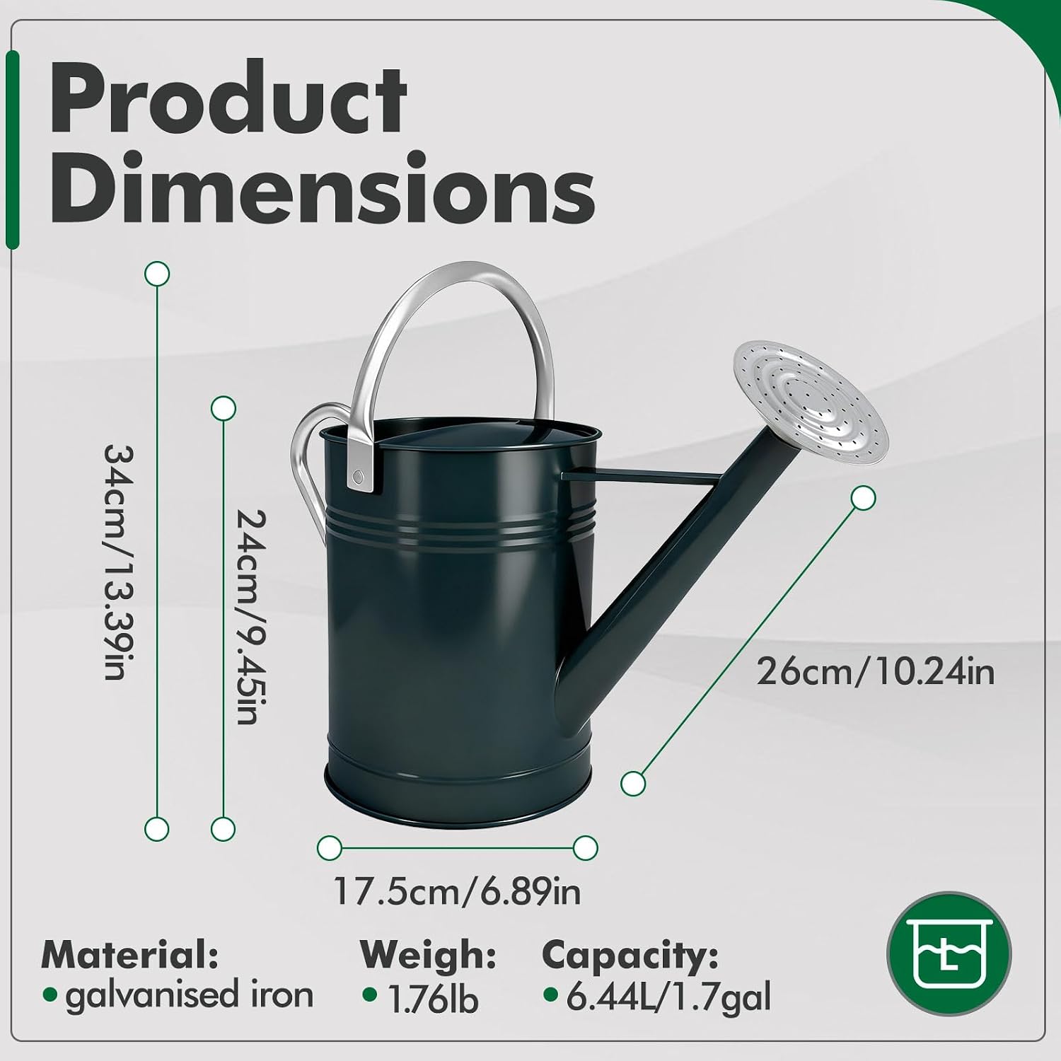 Galvanized Iron Watering Can for Indoor Plants, DIY Watering Cans for House Plant Garden Flower, Long Spout Water Can