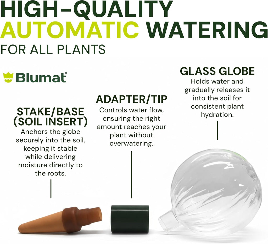 Blumat Glass Plant Self Watering Globes,Automatic Houseplant Drip Irrigation for Indoor Plants, Hanging Plants