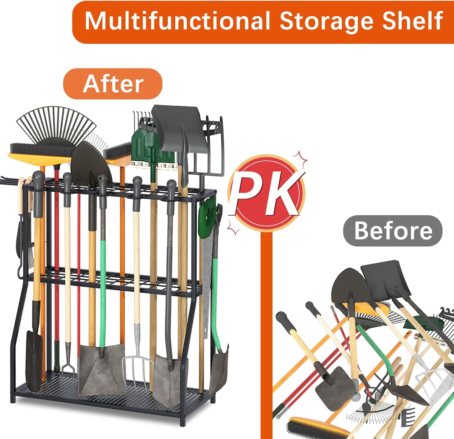 Organizer Yard Tool Storage Rack Garden Organizer Tool Holder | Shed Outdoor Black