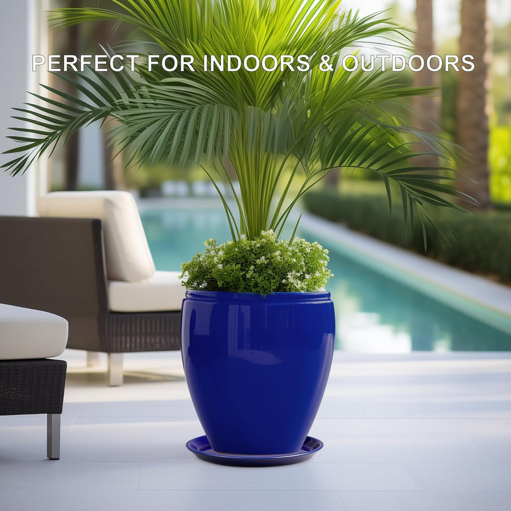 Plant Saucer for Outdoors - Ceramic Plant Saucer, 10 Inch Plant Trays for Indoors, Round Flower Pot Saucer, Large Plant