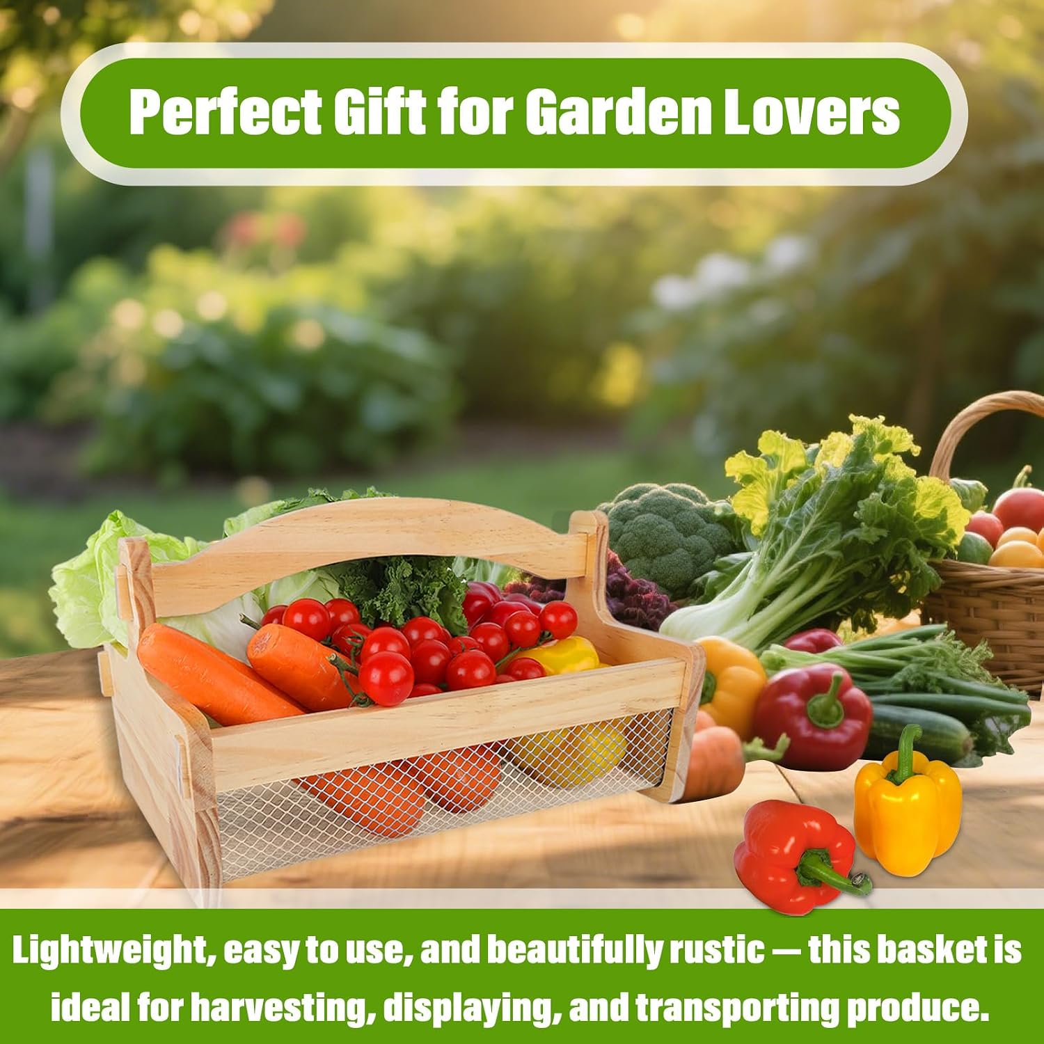 Large Garden Hod Harvest Basket for Vegetable Gardening and Harvest Gathering or Farmhouse Decor,Picnic Basket Garden