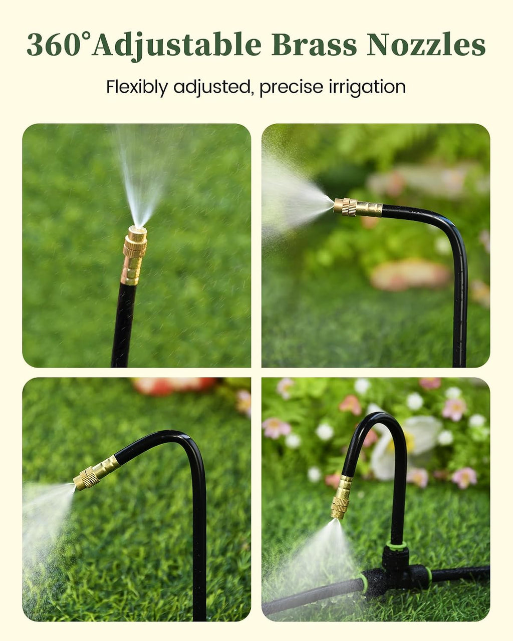 RAINPOINT 50FT Drip Irrigation System, Garden Watering Kit with 15pcs 360°Adjustable Copper Nozzles, Automatic
