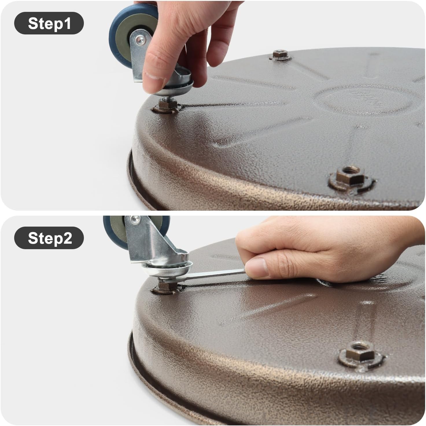 1 Pack 17 Inch Metal Plant Caddy With Lockable Wheels,Plant Stand Dolly for Heavy Planter,Wheeled Planter Saucer