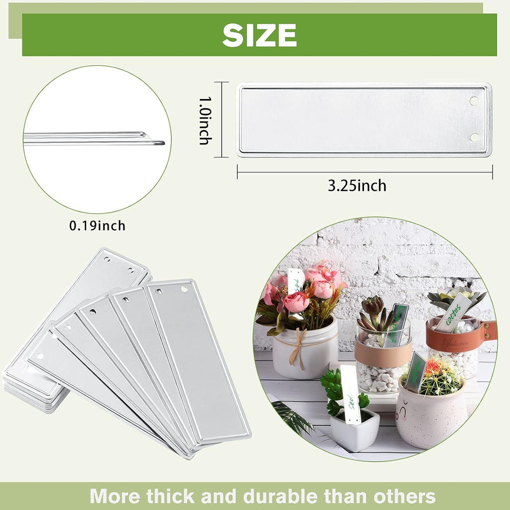 Hotop 300 Pieces Metal Plant Tags with Wires 1 x 3.25 Inches Double Sided Blank Metal Plant Labels Waterproof Aluminum
