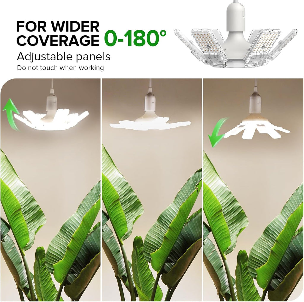 SANSI Hanging Grow Lights for Indoor Plants, Hanging Plant Light with Timer | 60W Adjustable 6-Panels, Full Spectrum