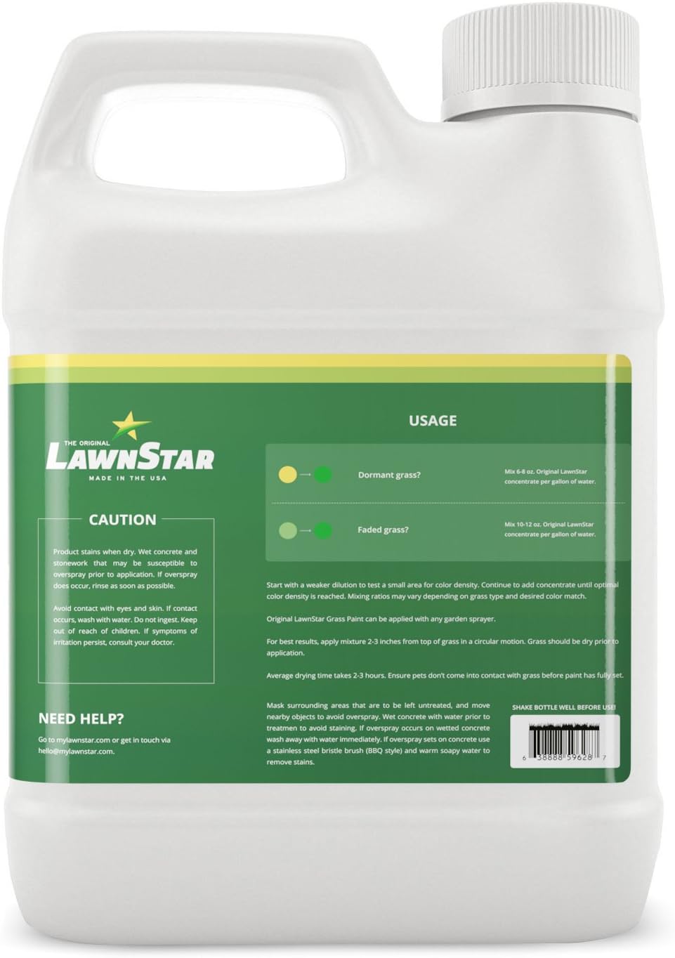 Grass Paint for Lawn, Ideal for Dormant, Patchy or Faded Gardens, 32oz | LawnStar Grass Paint, Covers 500-1,000 sq ft