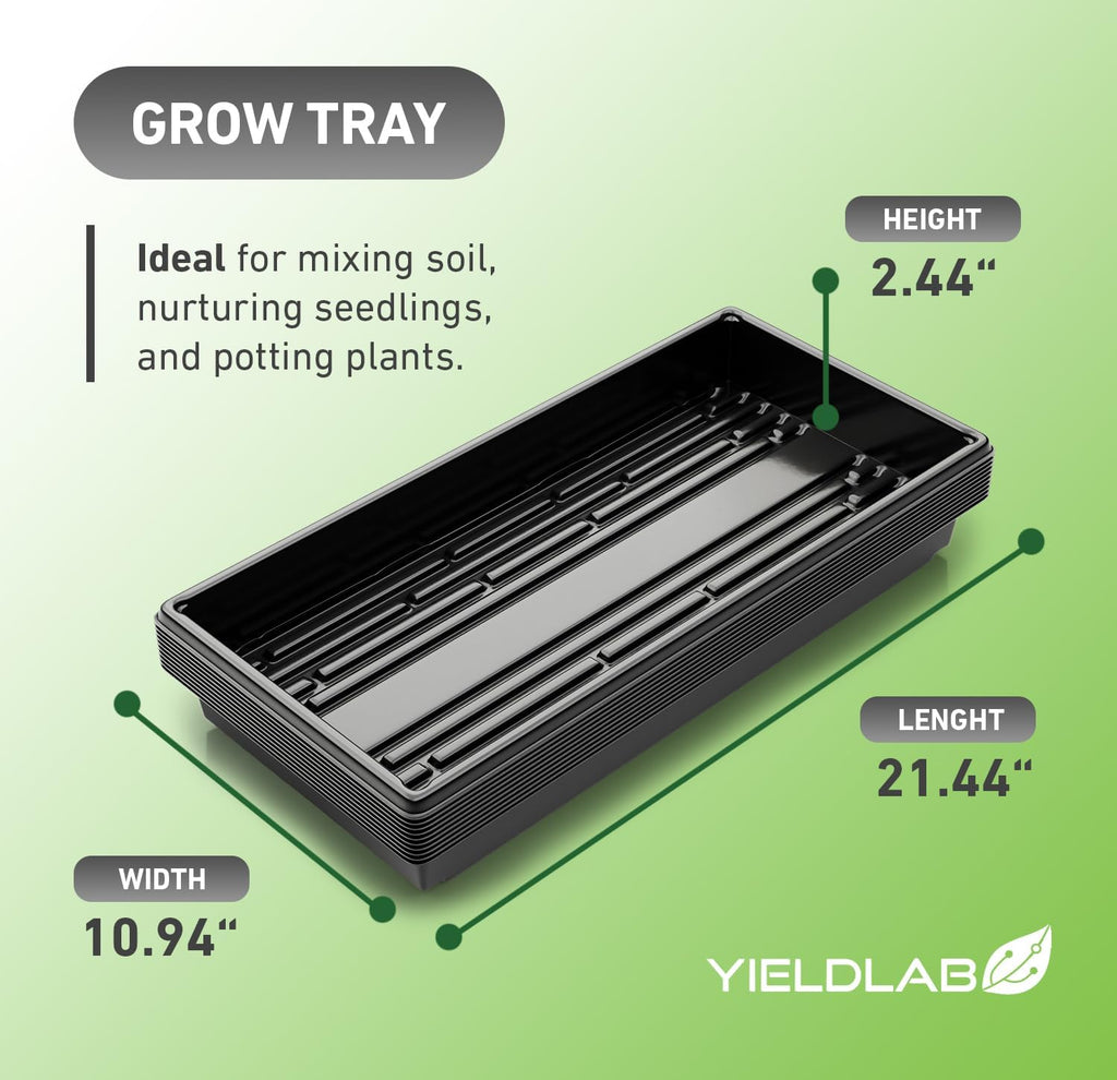 10x20 Inch Black Plastic 10 Pack Plant Propagation Tray No Holes | Growing Trays For Garden, Planting, Seedling, Soil &