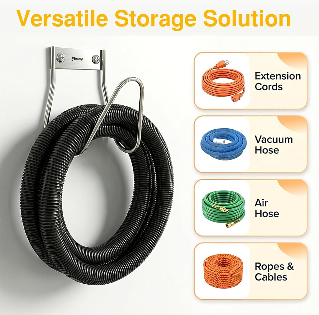 JBscoop Garden Hose Holder Stainless Steel Small Wall Mount Garden Hose Hook, Ideal for Water, Air, Hydraulic Hose