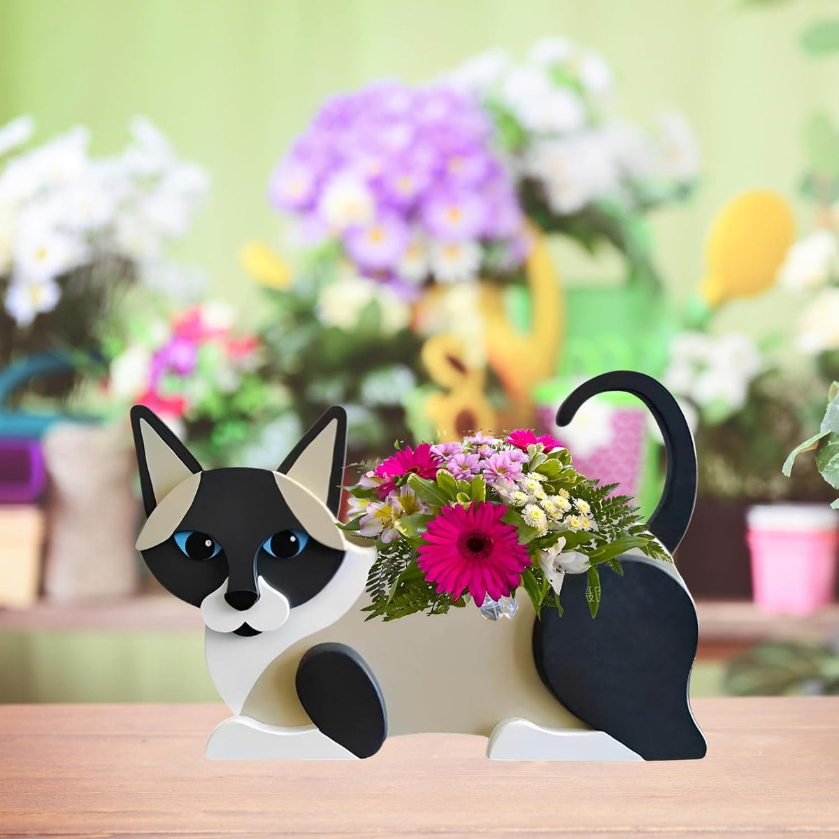 Siamese Cat Planter Pots, Animal Shaped Flower Pot | Cute Plant Gift for Women and Pet Lovers, Indoor Outdoor Garden