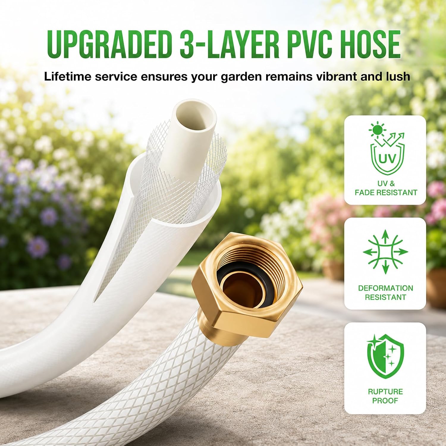 Tuyeho Heavy-Duty Automatic Retractable Garden Hose Reel 100FT Wall Mount | Lifetime Service, 2 Nozzle, Auto Rewind