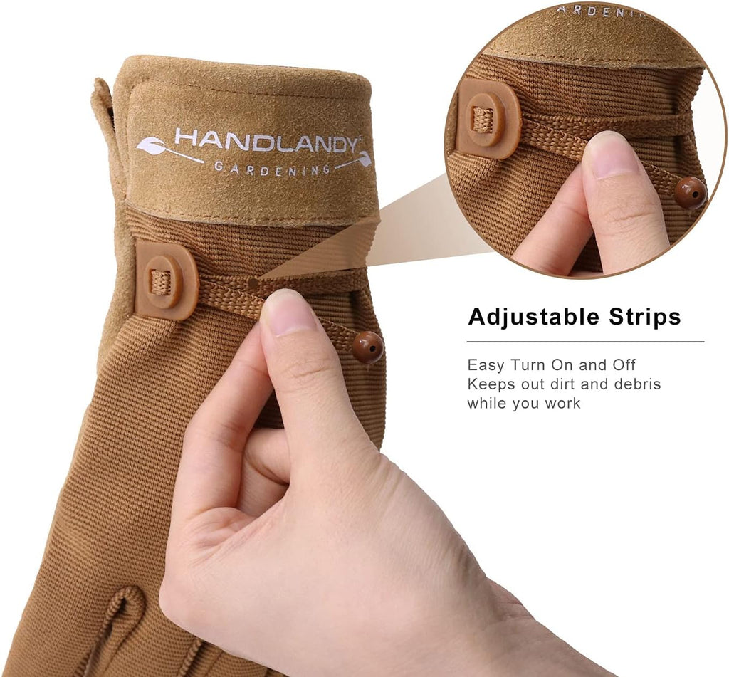 HANDLANDY HLDD Work Gloves for Women and Ladies, Leather Gardening Gloves Flexible Mechanic Working Gloves