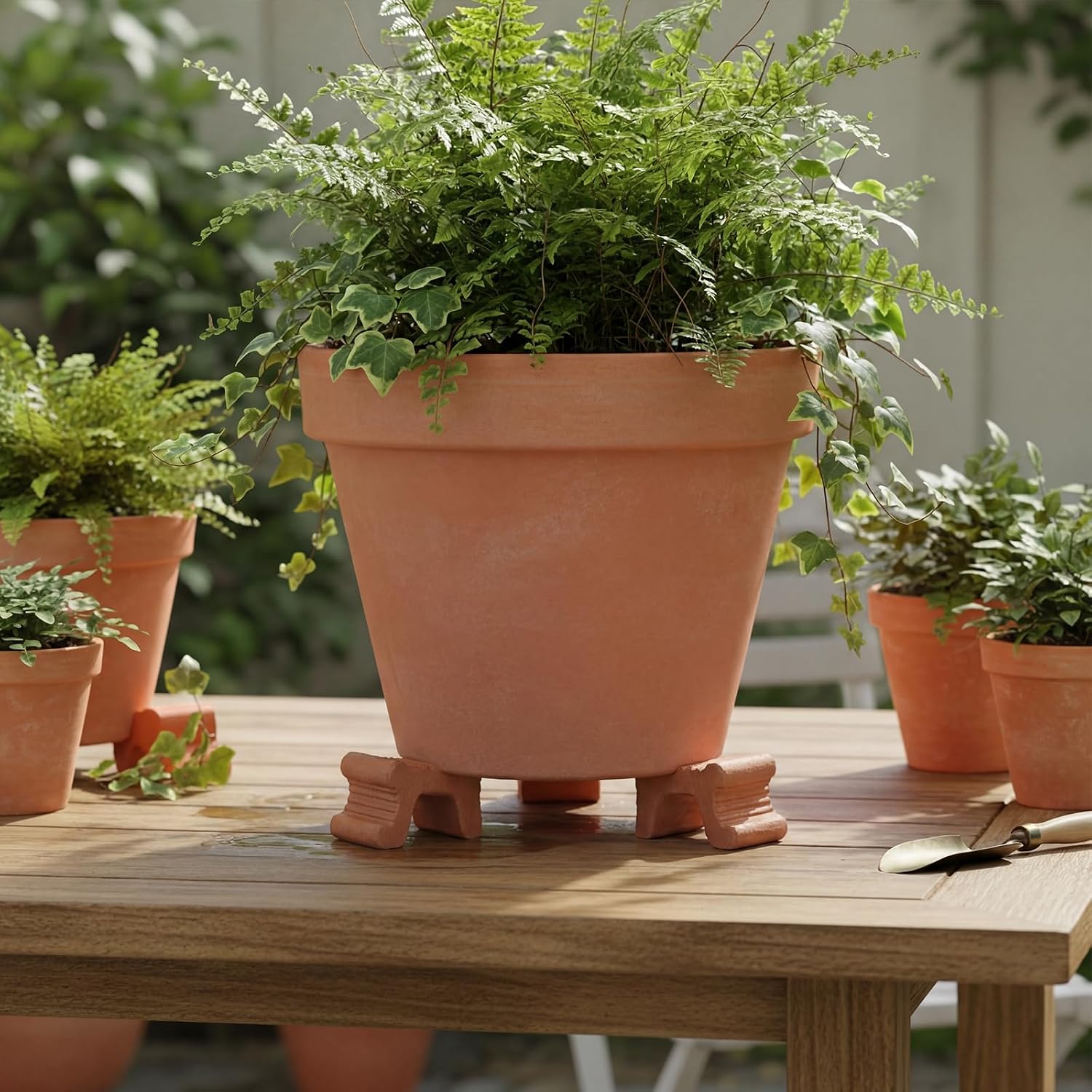 LemonRoad 6 Set Terra Cotta Cement Pot Feet for Outdoor Planters, 1.6" H | Plant Pot Risers for 14"-20" Pots, Pot