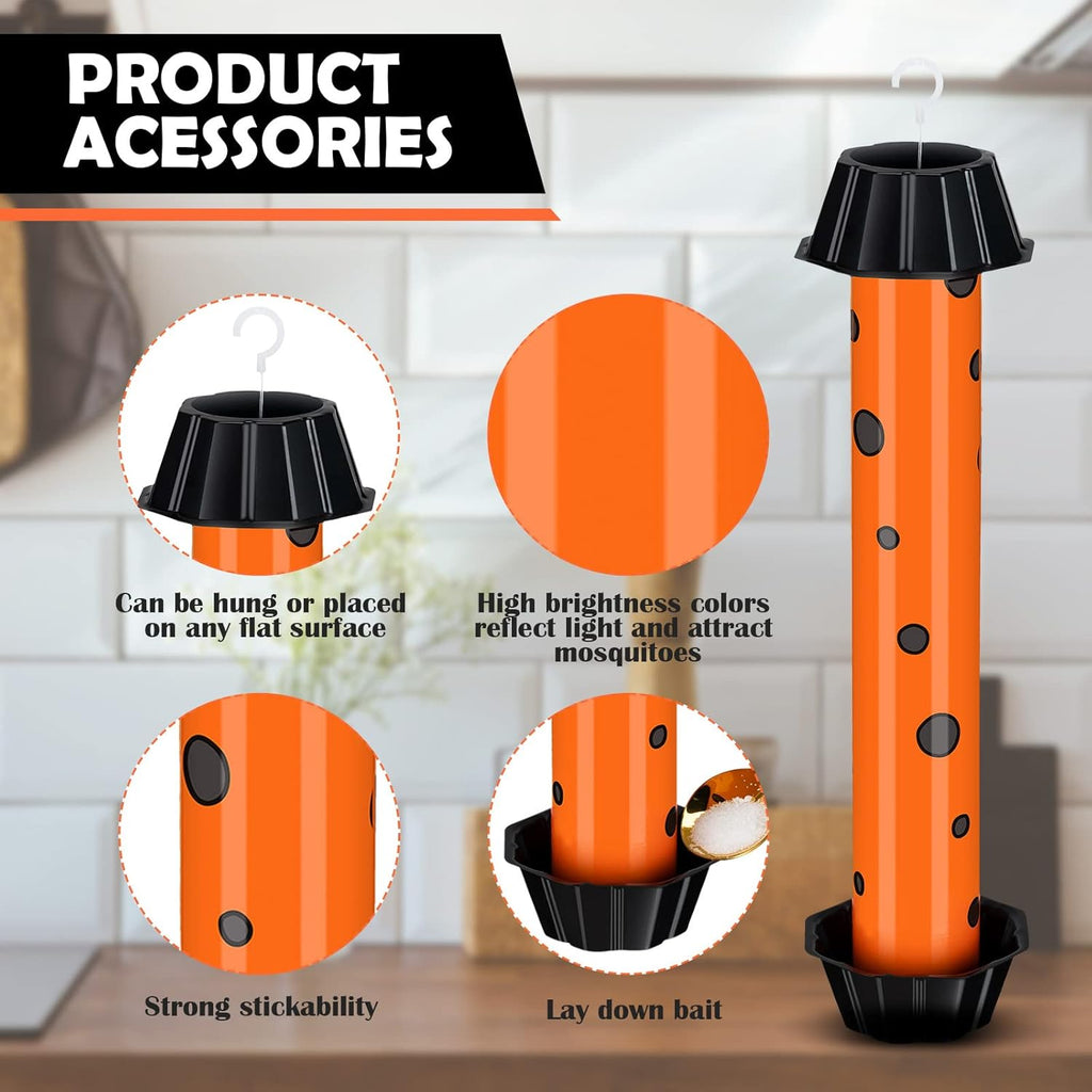 12 Pcs Sticky Fly Trap Fly Stick Indoor Outdoor Long Lasting Adhesive Fly Catcher with Hanging Hook for Wasps Gnats