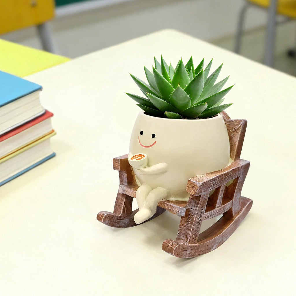 Smiley Face Planter Pot,Cute Plant Pots for Indoor Outdoor with Drainage Hole,Unique Funny Flower Pot for