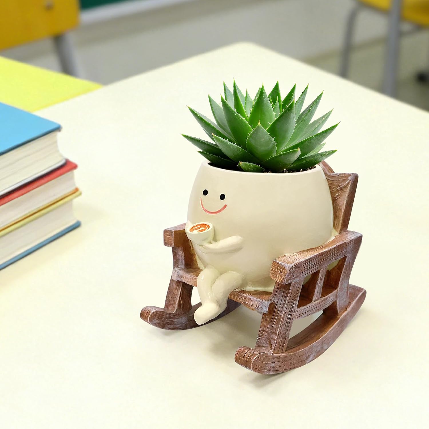 Smiley Face Planter Pot,Cute Plant Pots for Indoor Outdoor with Drainage Hole,Unique Funny Flower Pot for
